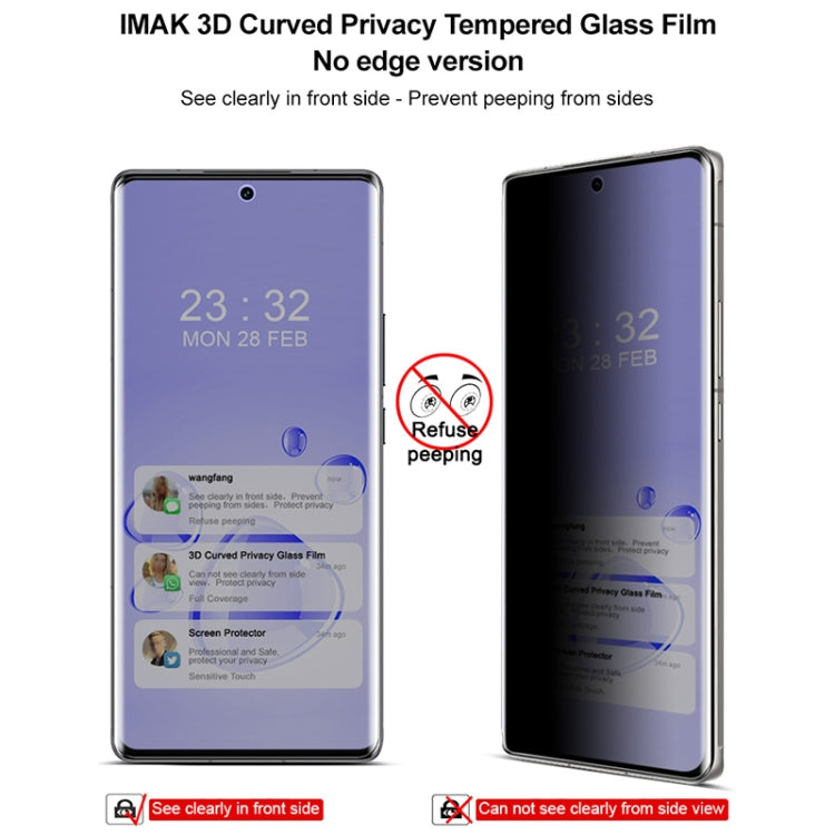 For vivo X100 Ultra imak No Edge Version 3D Curved Privacy Full Screen Tempered Glass Film by imak