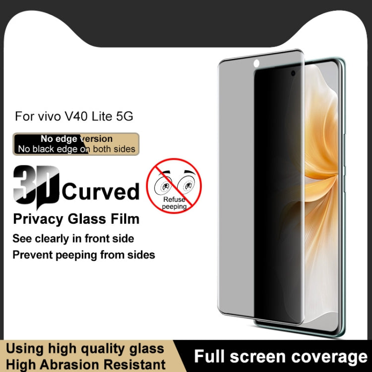 For vivo V40 Lite imak No Edge Version 3D Curved Privacy Full Screen Tempered Glass Film by imak