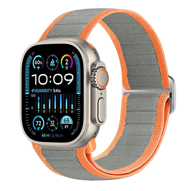 For Apple Watch Ultra 49mm Nylon Elastic Buckle Watch Band(Grey Orange) by bashfashion