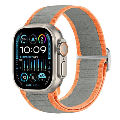 For Apple Watch Ultra 49mm Nylon Elastic Buckle Watch Band(Grey Orange) by bashfashion
