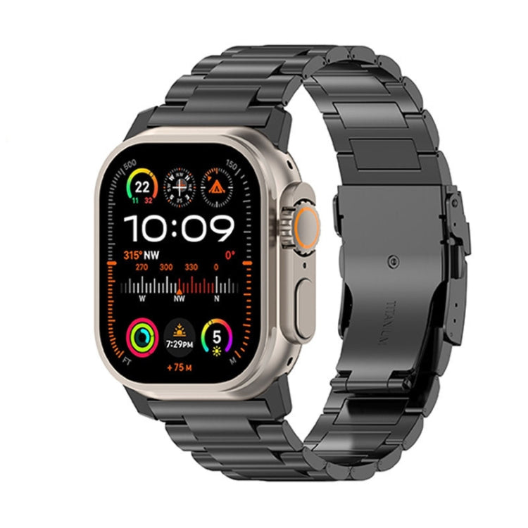 For Apple Watch Ultra 49mm 26mm Safety Buckle Titanium Alloy Watch Band(Black) by bashfashion