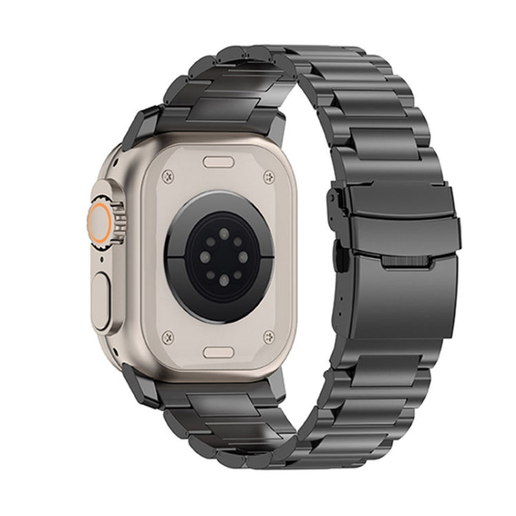 For Apple Watch Ultra 49mm 26mm Safety Buckle Titanium Alloy Watch Band(Black) by bashfashion