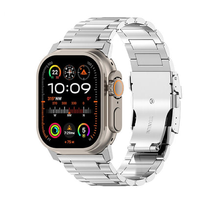 For Apple Watch Ultra 49mm 26mm Safety Buckle Titanium Alloy Watch Band(Silver) by bashfashion