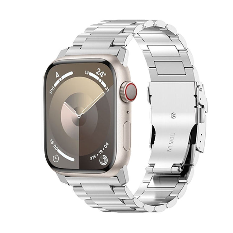 For Apple Watch Series 7 45mm 26mm Safety Buckle Titanium Alloy Watch Band(Silver) by bashfashion