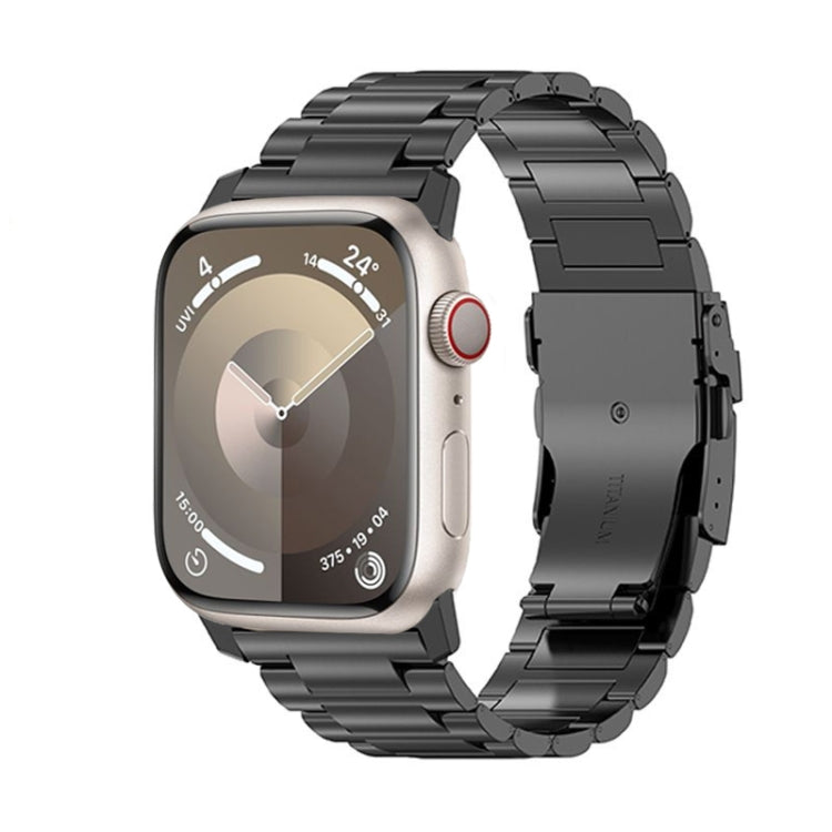For Apple Watch SE 44mm 26mm Safety Buckle Titanium Alloy Watch Band(Black) by bashfashion