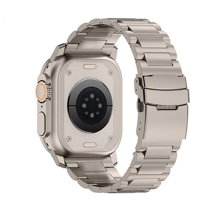 For Apple Watch SE 44mm 26mm Safety Buckle Titanium Alloy Watch Band(Titanium) by bashfashion