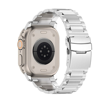 For Apple Watch Series 6 44mm 26mm Safety Buckle Titanium Alloy Watch Band(Silver) by bashfashion