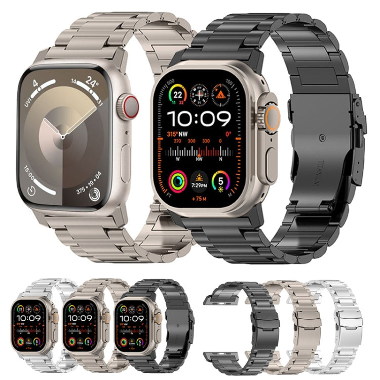 For Apple Watch SE 2022 44mm 26mm Safety Buckle Titanium Alloy Watch Band(Titanium) by bashfashion