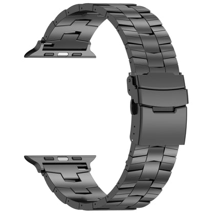 For Apple Watch Series 5 44mm Rice Ears Safety Buckle Titanium Alloy Watch Band(Black) by bashfashion