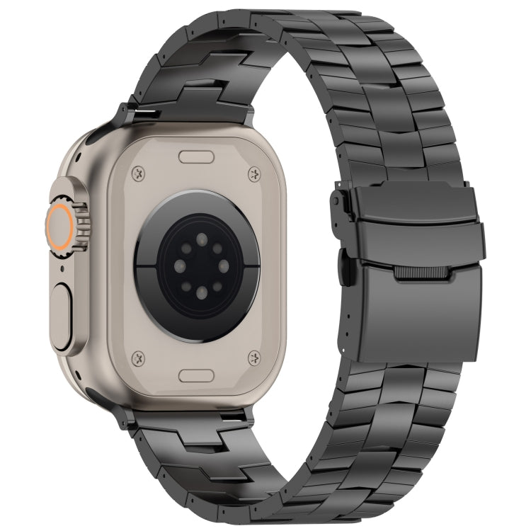 For Apple Watch Series 5 44mm Rice Ears Safety Buckle Titanium Alloy Watch Band(Black) by bashfashion