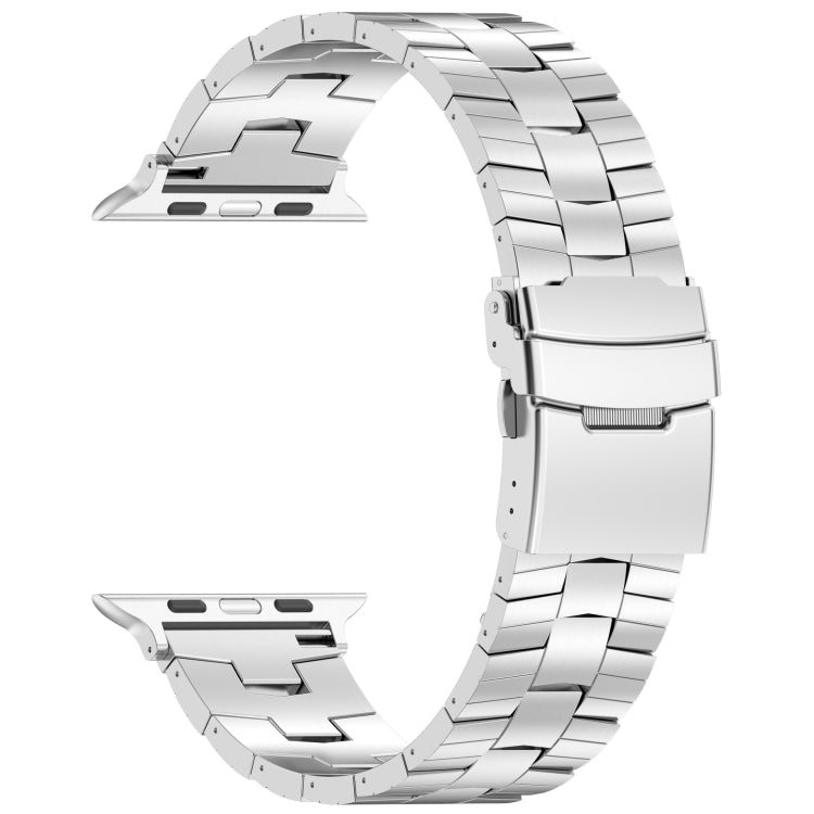 For Apple Watch Series 4 44mm Rice Ears Safety Buckle Titanium Alloy Watch Band(Silver) by bashfashion