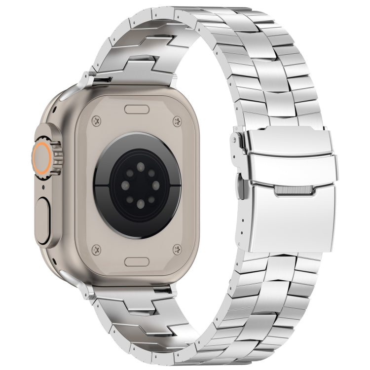 For Apple Watch Series 4 44mm Rice Ears Safety Buckle Titanium Alloy Watch Band(Silver) by bashfashion