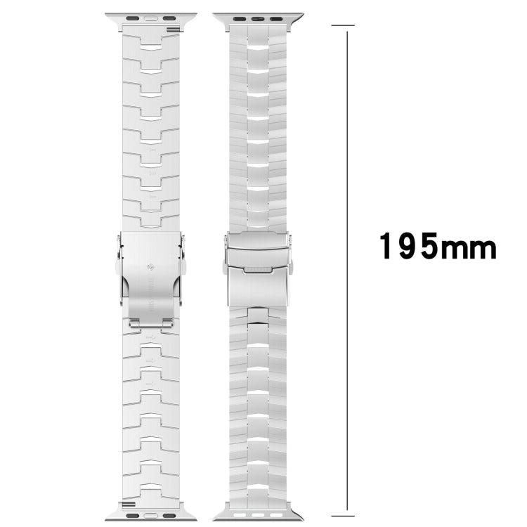For Apple Watch Series 4 44mm Rice Ears Safety Buckle Titanium Alloy Watch Band(Silver) by bashfashion