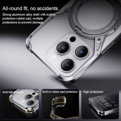 For iPhone 16 Aluminum Alloy Frameless 360-Degree Rotating Phone Case(Grey) by bashfashion