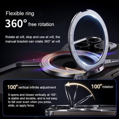 For iPhone 16 Aluminum Alloy Frameless 360-Degree Rotating Phone Case(Grey) by bashfashion