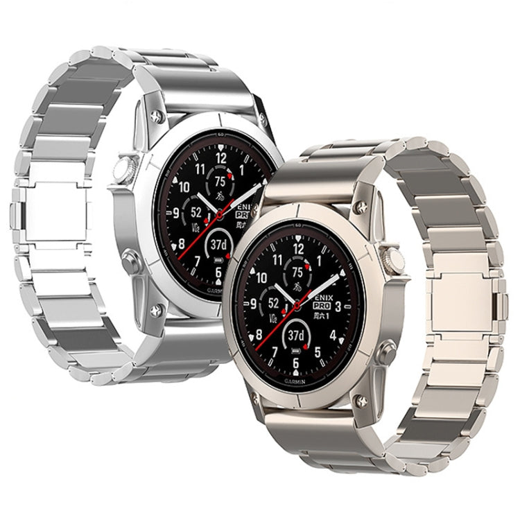 For Garmin Fenix 7 / Forerunner 965 22mm Three-Bead Magnetic Buckle Metal Quick Release Watch Band(Silver) by bashfashion