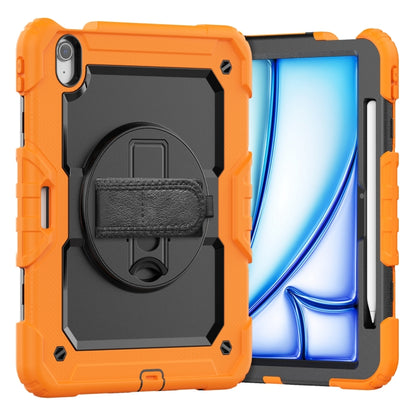 For iPad Air 11 2025 / 2024 Turntable Holder Silicone Hybrid PC Tablet Case with Shoulder Strap(Orange) by bashfashion