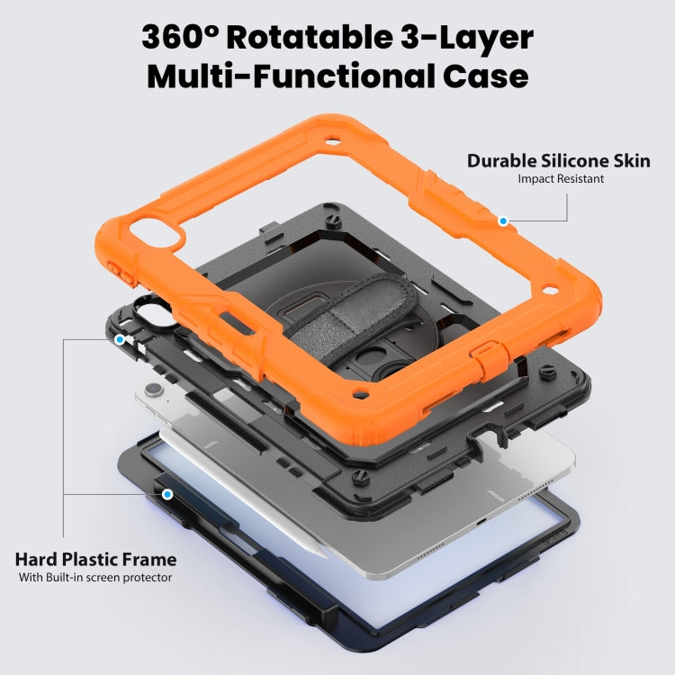 For iPad Air 11 2025 / 2024 Turntable Holder Silicone Hybrid PC Tablet Case with Shoulder Strap(Orange) by bashfashion