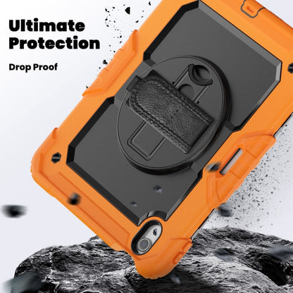 For iPad Air 11 2025 / 2024 Turntable Holder Silicone Hybrid PC Tablet Case with Shoulder Strap(Orange) by bashfashion
