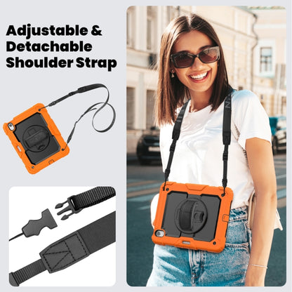 For iPad Air 11 2025 / 2024 Turntable Holder Silicone Hybrid PC Tablet Case with Shoulder Strap(Orange) by bashfashion