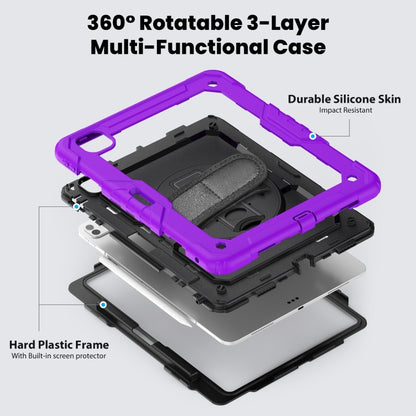 For iPad Pro 13 2025 / 2024 Turntable Holder Silicone Hybrid PC Tablet Case with Shoulder Strap(Purple) by bashfashion