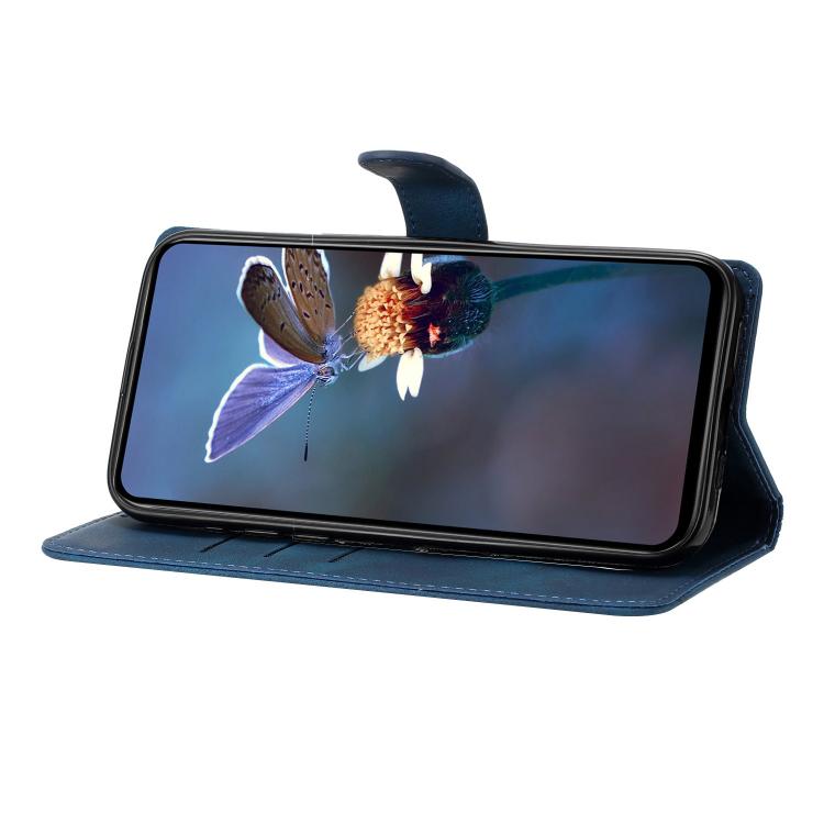 For iPhone 16e Cherry Blossom Butterfly Skin Feel Embossed PU Phone Case(Blue) by bashfashion