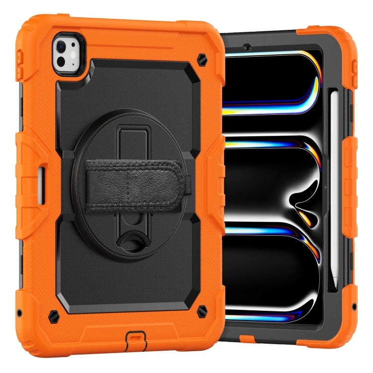 For iPad Pro 11 2025 / 2024 Silicone Hybrid PC Tablet Case with Shoulder Strap(Orange) by bashfashion