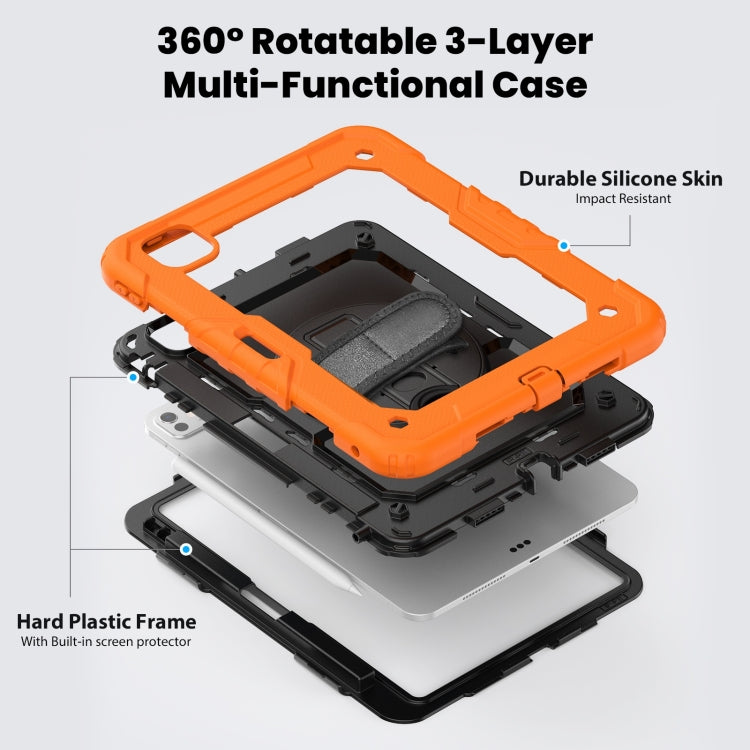 For iPad Pro 11 2025 / 2024 Silicone Hybrid PC Tablet Case with Shoulder Strap(Orange) by bashfashion