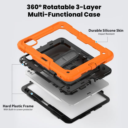 For iPad Pro 11 2025 / 2024 Silicone Hybrid PC Tablet Case with Shoulder Strap(Orange) by bashfashion