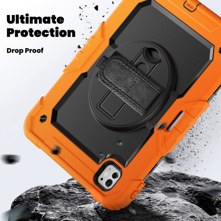 For iPad Pro 11 2025 / 2024 Silicone Hybrid PC Tablet Case with Shoulder Strap(Orange) by bashfashion