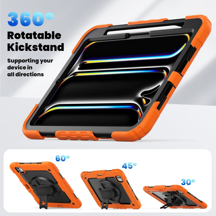 For iPad Pro 11 2025 / 2024 Silicone Hybrid PC Tablet Case with Shoulder Strap(Orange) by bashfashion