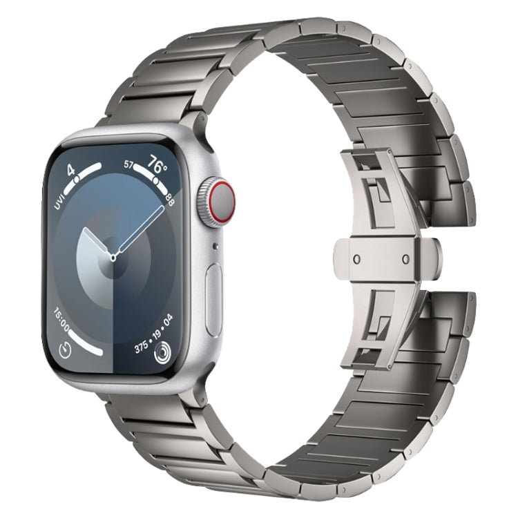 For Apple Watch Series 9 45mm I-shaped Butterfly Buckle Titanium Alloy Watch Band(Grey) by bashfashion
