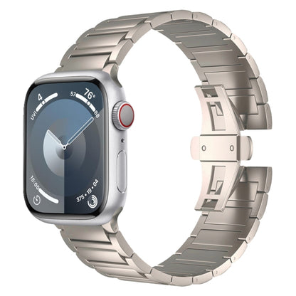 For Apple Watch Series 9 45mm I-shaped Butterfly Buckle Titanium Alloy Watch Band(Titanium) by bashfashion