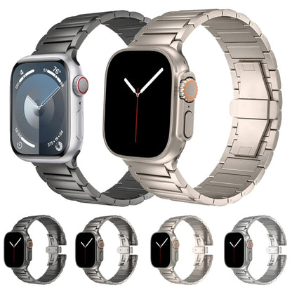 For Apple Watch Series 9 45mm I-shaped Butterfly Buckle Titanium Alloy Watch Band(Black) by bashfashion