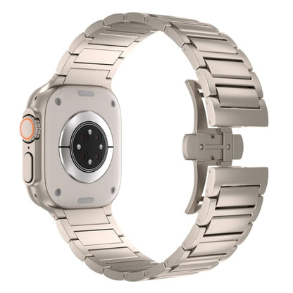 For Apple Watch Series 9 45mm I-shaped Butterfly Buckle Titanium Alloy Watch Band(Titanium) by bashfashion
