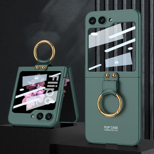 For Samsung Galaxy Z Flip6 / Flip7 FE GKK Integrated Ultra-thin PC Full Coverage Phone Case with Ring Holder(Dark Night Green) by GKK
