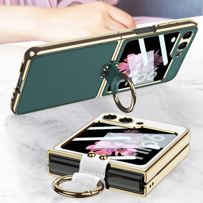 For Samsung Galaxy Z Flip6 / Flip7 FE GKK Integrated Electroplating Leather Phone Case with Ring/Strap(White) by GKK