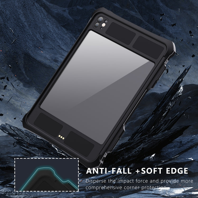 For iPad Pro 11 2025 / 2024 RedPepper IP68 Waterproof PC + TPU Case with Lanyard & Swivel Bracket(Black) by RedPepper