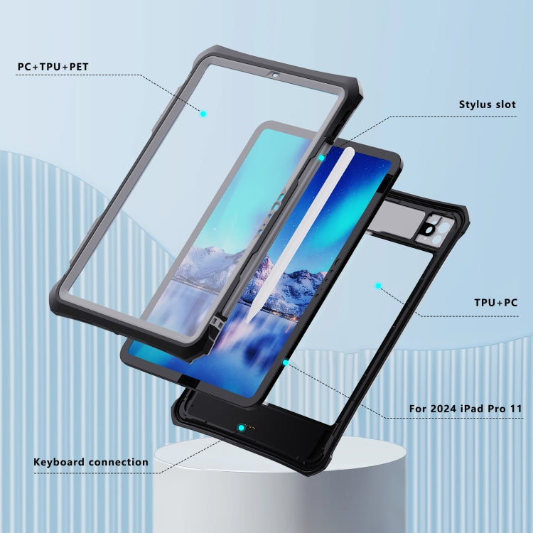 For iPad Pro 11 2025 / 2024 RedPepper IP68 Waterproof PC + TPU Case with Lanyard & Swivel Bracket(Black) by RedPepper