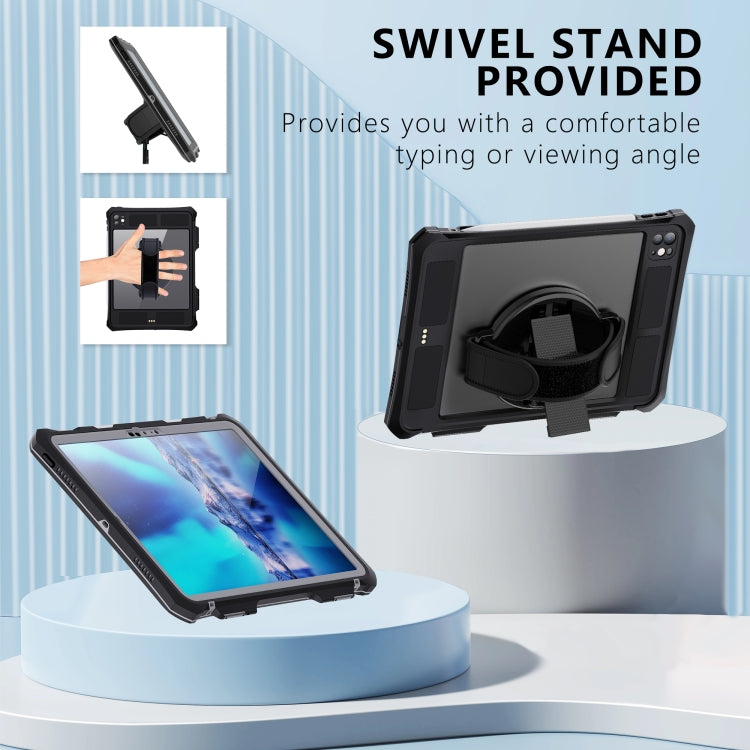 For iPad Pro 11 2025 / 2024 RedPepper IP68 Waterproof PC + TPU Case with Lanyard & Swivel Bracket(Black) by RedPepper