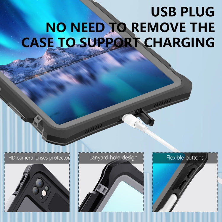 For iPad Pro 11 2025 / 2024 RedPepper IP68 Waterproof PC + TPU Case with Lanyard & Swivel Bracket(Black) by RedPepper