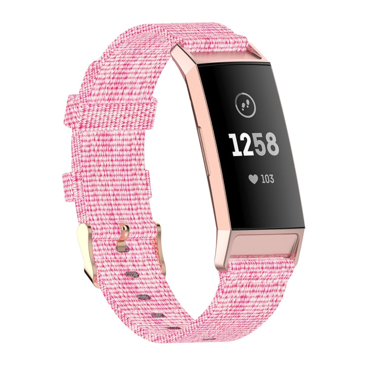 For Fitbit Charge 4 / Charge 3 / Charge3 SE Braided Nylon Watch Band Plastic Head, Size: Free Size(Pink) by bashfashion