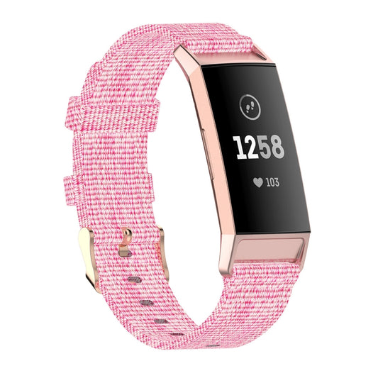 For Fitbit Charge 4 / Charge 3 / Charge3 SE Braided Nylon Watch Band Plastic Head, Size: Free Size(Pink) by bashfashion