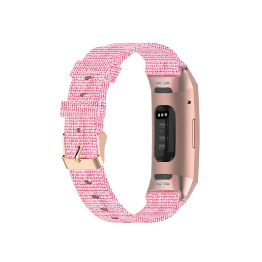 For Fitbit Charge 4 / Charge 3 / Charge3 SE Braided Nylon Watch Band Plastic Head, Size: Free Size(Pink) by bashfashion