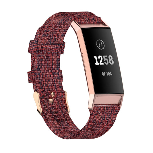 For Fitbit Charge 4 / Charge 3 / Charge3 SE Braided Nylon Watch Band Plastic Head, Size: Free Size(Red) by bashfashion