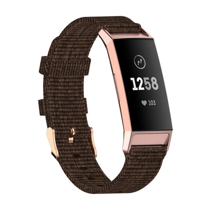 For Fitbit Charge 4 / Charge 3 / Charge3 SE Braided Nylon Watch Band Plastic Head, Size: Free Size(Dark Brown) by bashfashion