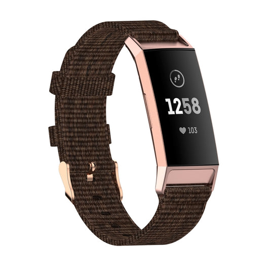 For Fitbit Charge 4 / Charge 3 / Charge3 SE Braided Nylon Watch Band Plastic Head, Size: Free Size(Dark Brown) by bashfashion