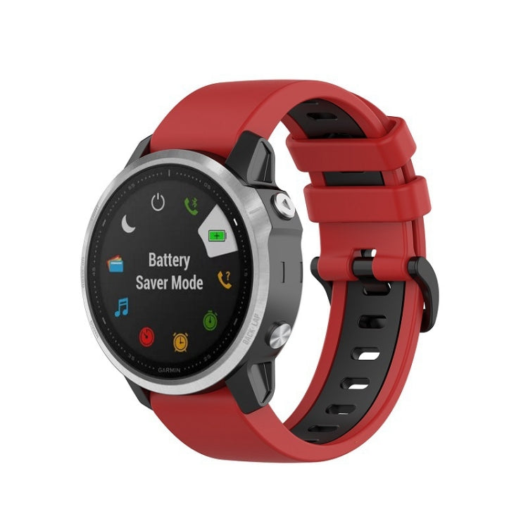 For Garmin Fenix 6S Two-color Silicone Watch Band(Red Black) by bashfashion