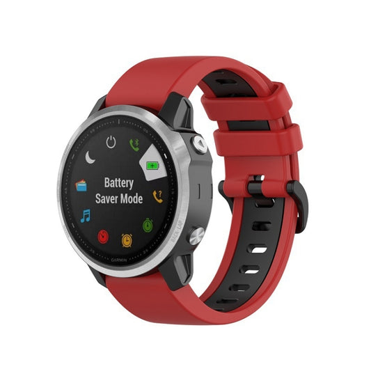 For Garmin Fenix 6S Two-color Silicone Watch Band(Red Black) by bashfashion