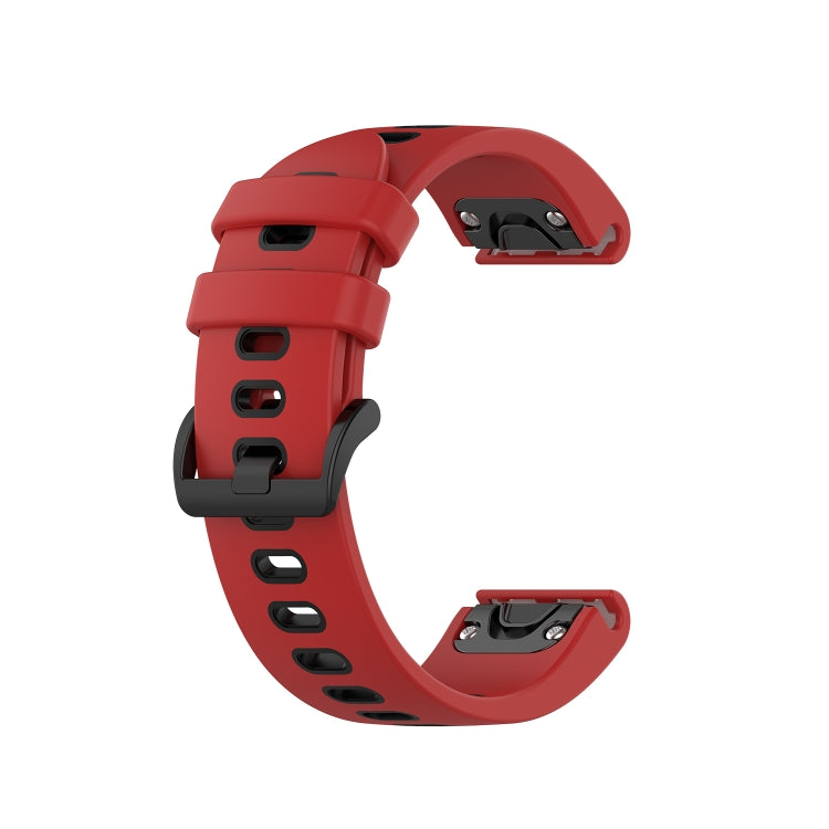 For Garmin Fenix 6S Two-color Silicone Watch Band(Red Black) by bashfashion